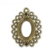 Strass Medallion for 18x13mm cabochon gold bronze tone x1