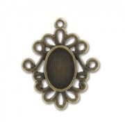 Strass Medallion for 14x10mm cabochon Bronze tone x1