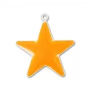 Epoxy Enamelled star charm 21mm Orange x1