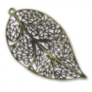 Leaf Pendant 58mm bronze tone x1