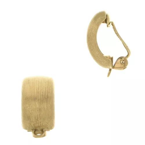 24x12mm Ear clips rectangle Brillantd - non-pierced ears - Gold Tone x2