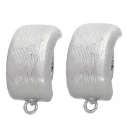 Rounded Rectangle Earring Clips for Unpierced Ears, 23.5x12mm, White Bronze (2-Pack)