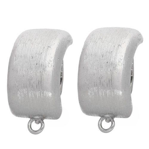 Rounded Rectangle Earring Clips for Unpierced Ears, 23.5x12mm, White Bronze (2-Pack)