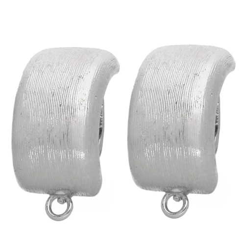 Rounded Rectangle Earring Clips for Unpierced Ears, 23.5x12mm, White Bronze x2