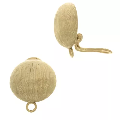 22x16mm Ear clips half-ball ribbed - non-pierced ears - Gold Tone x2