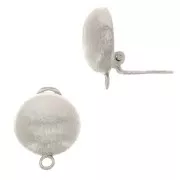 22x16mm Ear clips half-ball ribbed - non-pierced ears Rhodium x2