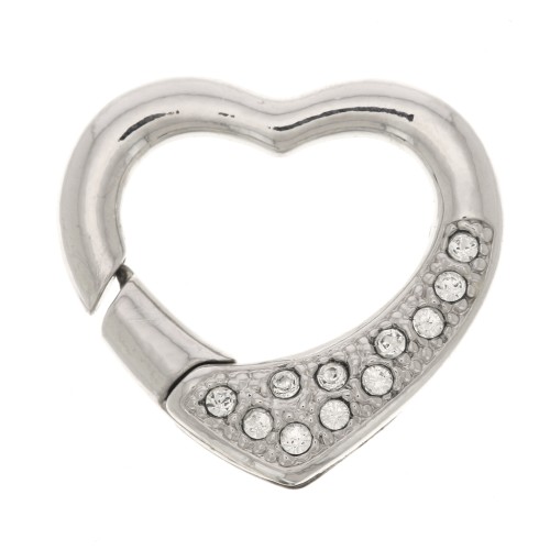 20x22mm Lobster Clasp with  zirconium oxide - Rhodium - Crystal x1