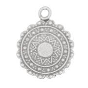 17x14mm Round ethnic charm - sun pattern - Antique Silver Plating x1|raw }}