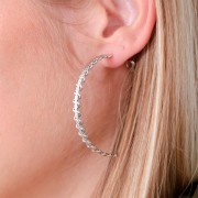 50mm Hammered Braided Effect Hoop earrings - Gold Tone x2