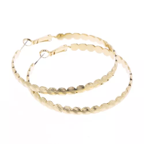 52mm Design striated hoop earrings - Gold Tone x2