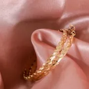 52mm Design striated hoop earrings - Gold Tone x2