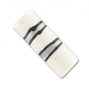 Decorated Cylinder Beads, 25x9 mm, White with Stripes x5