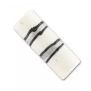 Decorated cylinder-shaped beads 25x9mm White with stripes x5