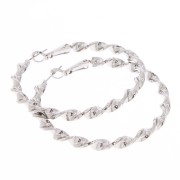 50mm Twisted Hoop earrings - Rhodium Tone x2|raw }}