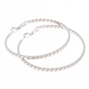50mm Hoop earrings with braided effect - Rhodium Tone x2|raw }}