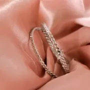 50mm Hoop earrings with braided effect - Rhodium Tone x2