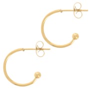 16 mm 304L stainless steel hoop earrings with small ball - Gold Tone x2|raw }}