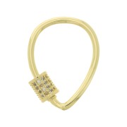 24x18mm Drop Clasp with  zirconium oxide - Gold Tone- Crystal x1|raw }}