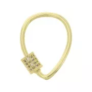 24x18mm Drop Clasp with zirconium oxide - Gold Tone- Crystal x1