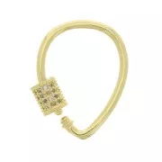 24x18mm Drop Clasp with zirconium oxide - Gold Tone- Crystal x1