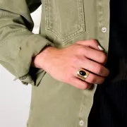 Adjustable hammered ring for 14x10mm cabochon - Fine silver plating x1