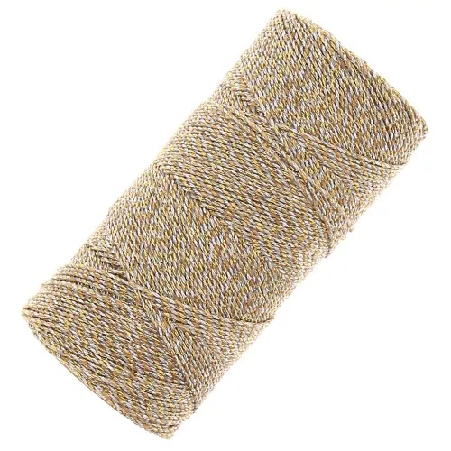 Linhasita waxed thread spool for micro macramé 1.2 mm Gold-Silver (Ouro-Prata)