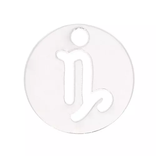 10mm 925 Sterling Silver Round charm - zodiac sign - Capricorn x1
