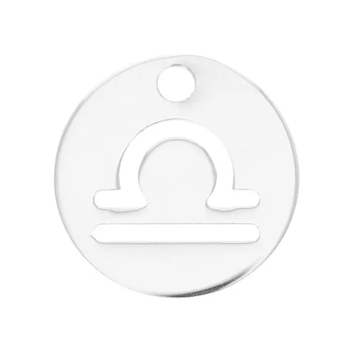 10mm 925 Sterling Silver Round charm - zodiac sign - Libra x1
