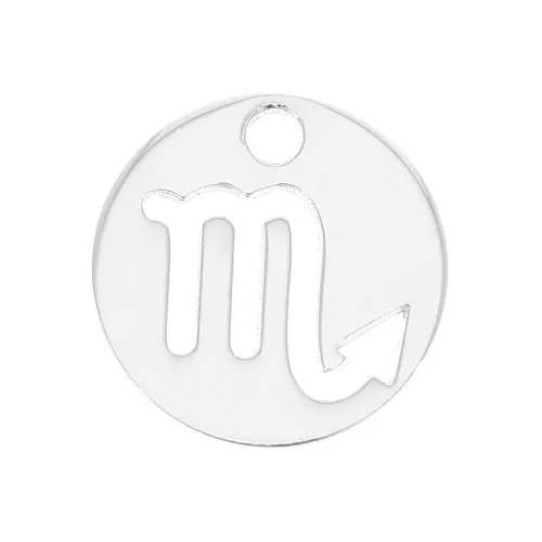 10mm 925 Sterling Silver Round charm - zodiac sign - Scorpiox1