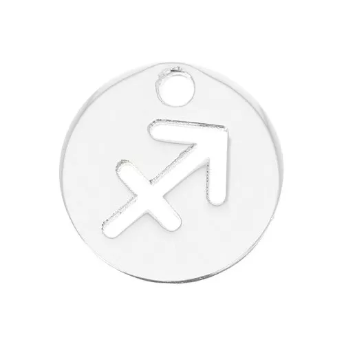 10mm 925 Sterling Silver Round charm - zodiac sign - Sagittarius x1