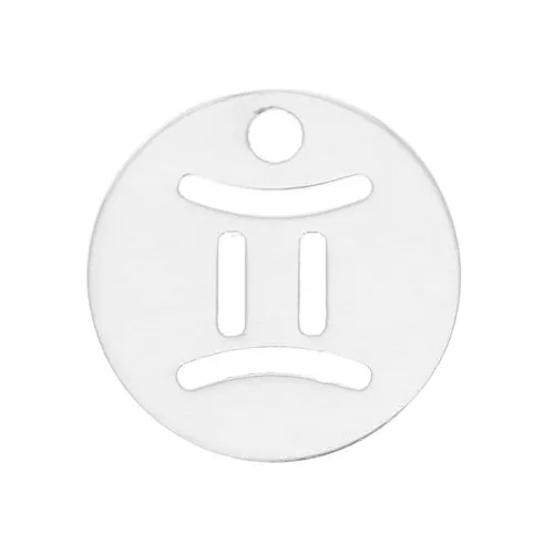 10mm 925 Sterling Silver Round charm - zodiac sign - Gemini x1