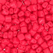 5x5mm Silky Bead Dia - 2-hole Glass Beads - Red Corail x50|raw }}