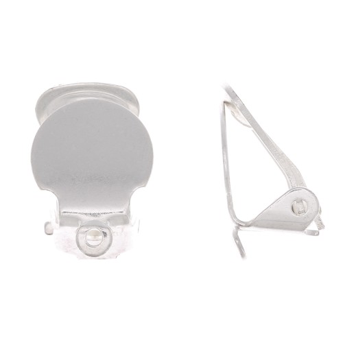 10 mm Plate Earring Clips - For Unpierced Ears - Rhodium-Plated (2-Pack)