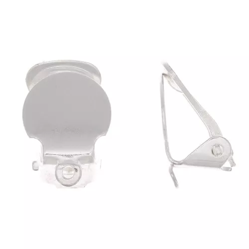 10 mm Plate Earring Clips - For Unpierced Ears - Rhodium-Plated x2