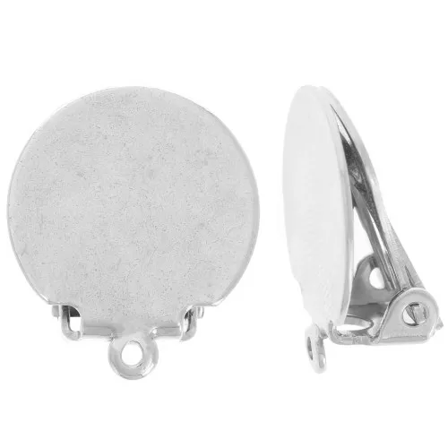 15mm Ear clips - non-pierced ears - Rhodié x2