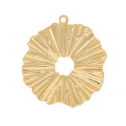 19x17mm Round irregular openwork pendant with pleated effect - Fine Gold Plated x1|raw }}