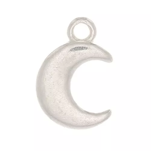 8x5mm Mini Moon Charm - Silver Tone x1
