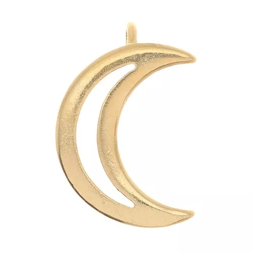 12x8mm Hollow Moon Charm - Fine Gold Plated x1