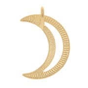 12x8mm Hollow Moon Charm - Fine Gold Plated x1