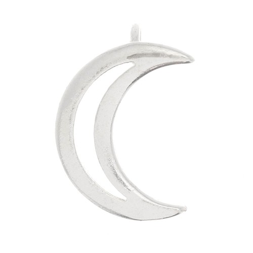 12x8mm Hollow Moon Charm - Silver Tone x1