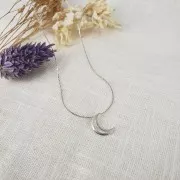 12x8mm Hollow Moon Charm - Silver Tone x1