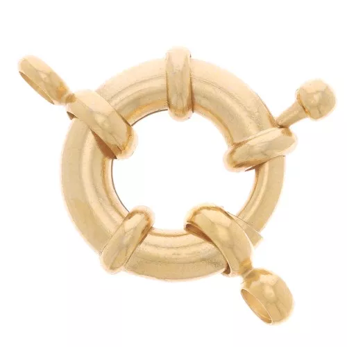 15mm Ring Spring Clasp - Fine Gold plated x1