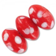 Flat round 17mm Opaque Red/White x1|raw }}