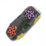 Olive encrusted of beads 25x11mm Multicolors x1