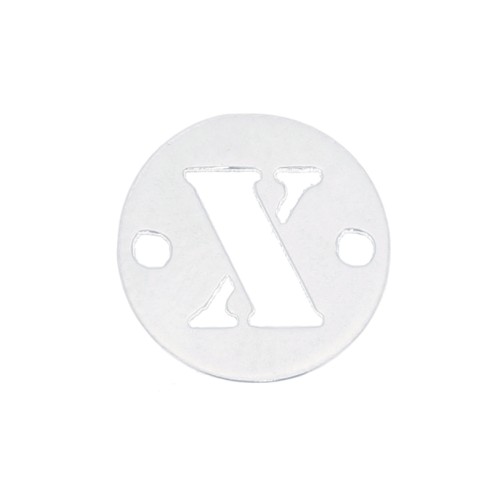 8.5mm 925 Sterling Silver 2-hole Round letter X connector x1