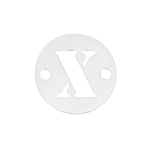 8.5mm 925 Sterling Silver 2-hole Round letter X connector x1