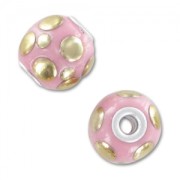 Round bead 14mm bubbles Pink/Gold x1|raw }}