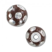 Round bead 14mm bubbles Maroon/Silver x1|raw }}