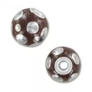 Round bead 14mm bubbles Maroon/Silver x1