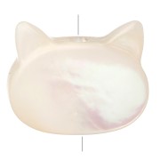 Cat head bead with vertical hole - Mother-of-pearl x1